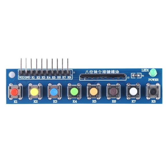8 Buttons Keyboard Module with LED Indicator, 3.3-5V Digital Output Keypad Module with Built-in Pull-up Resistors for ARM Raspberry Pi Arduino Projects