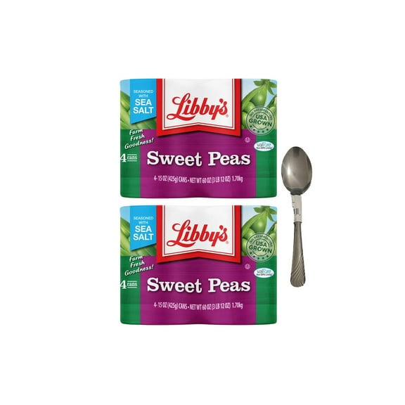 (8 Cans) Libby Canned Sweet Peas, 15 oz With Spoon