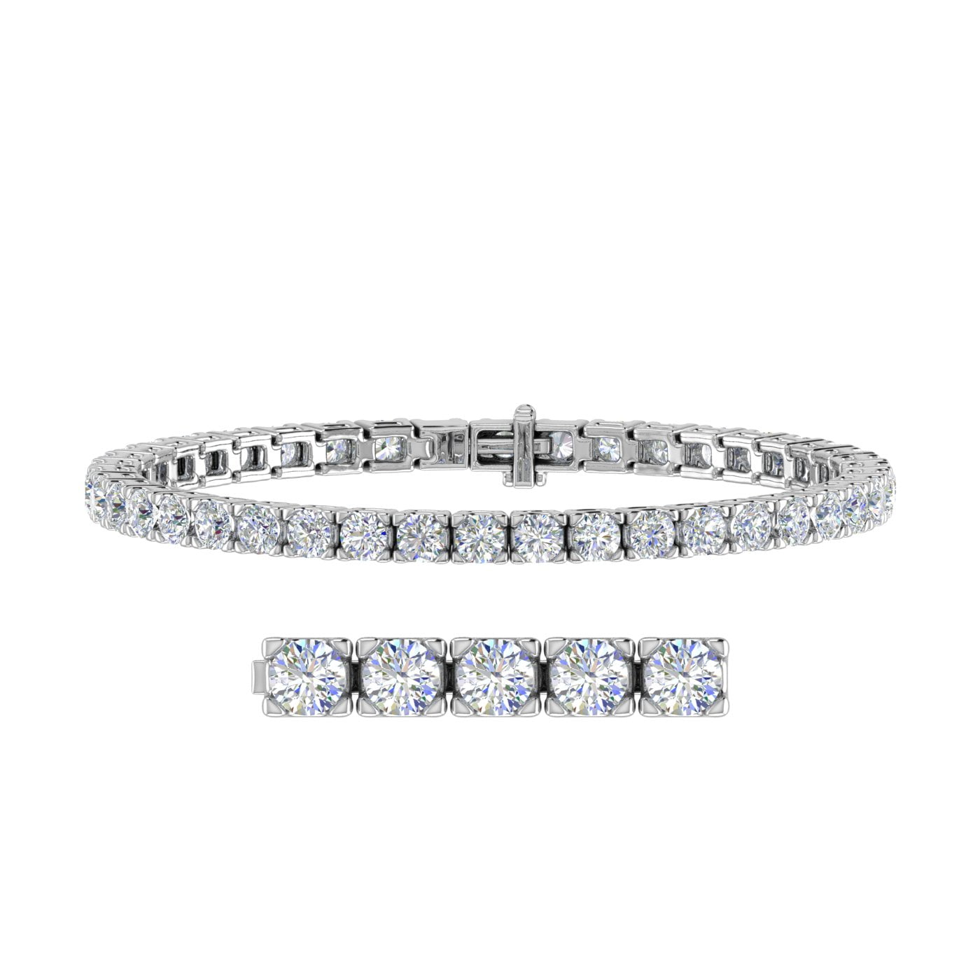14K White Gold Princess Cut Diamond Tennis Bracelet (8.00 CTW - F-G /  VS1-VS2)