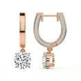 thumbnail image 1 of IGI Certified 8 Carat Round Shape Lab Grown Diamond Earrings | 14K Rose Gold | Midnight Charms Hoop Lab Diamond Earrings | Prong Setting | FG-VS1-VS2 Quality Friendly Diamonds, 1 of 5