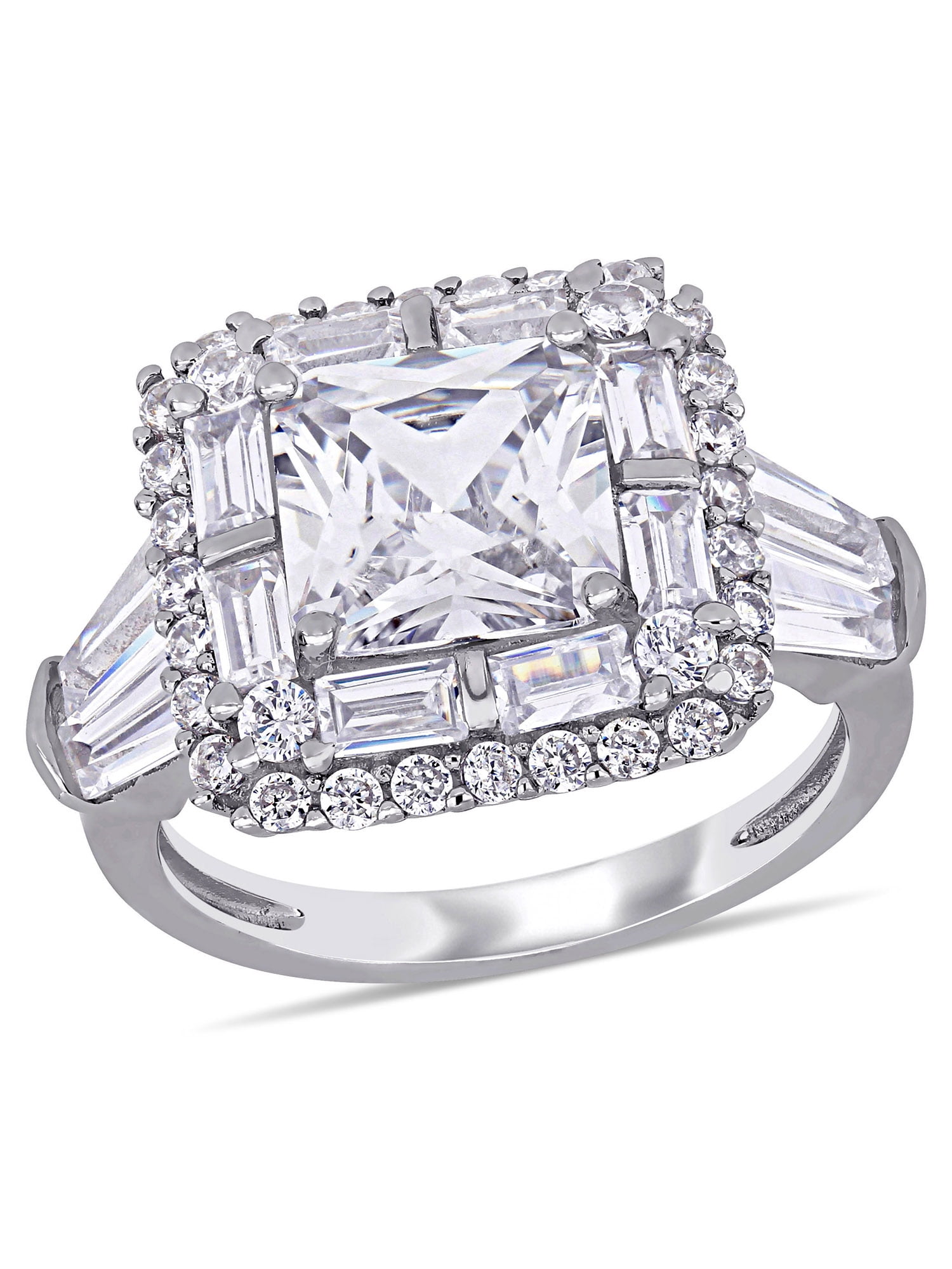 8 Carat T.G.W. Multi Shape Cubic Zirconia Sterling Silver Halo