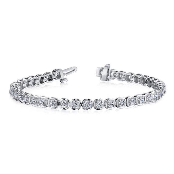 8 Carats Round Diamond Tennis Bracelet - 14K White Gold