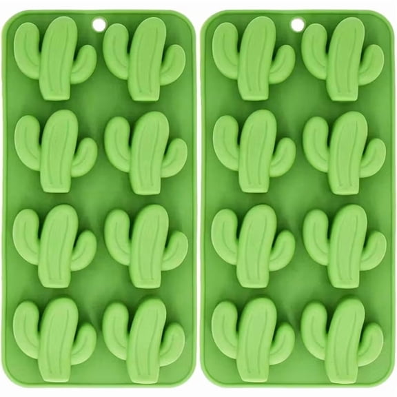 8-Cavity Cactus Silicone Ice Cube Tray - Fun Mold for Chocolates, Candies, Cookies - Set of 2