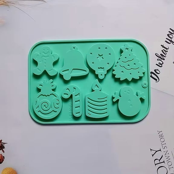 8-Cavity Christmas Silicone Cookie Cutters Set - Holiday Baking Molds for Festive Cookies, Cakes & Treats