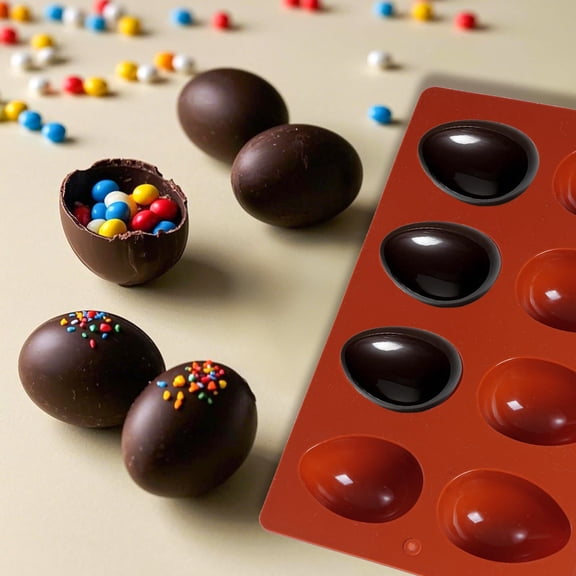 8-Cavity Easter Egg Silicone Baking Mold Nonstick Chocolate Candy Ice Cube Tray for DIY Cake Decoration Spring Party Supplies 1 Pack