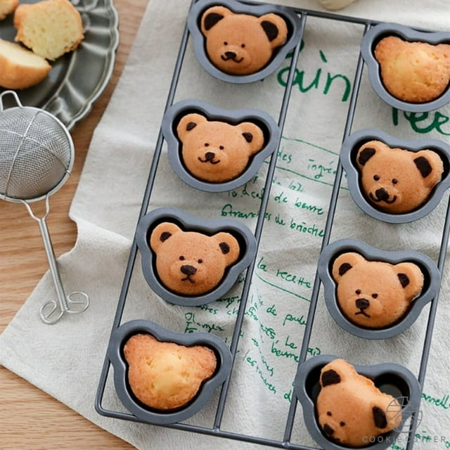 8 Cavity NonStick Cake Baking Pan,NonStick Cute Bear Muffin DIY