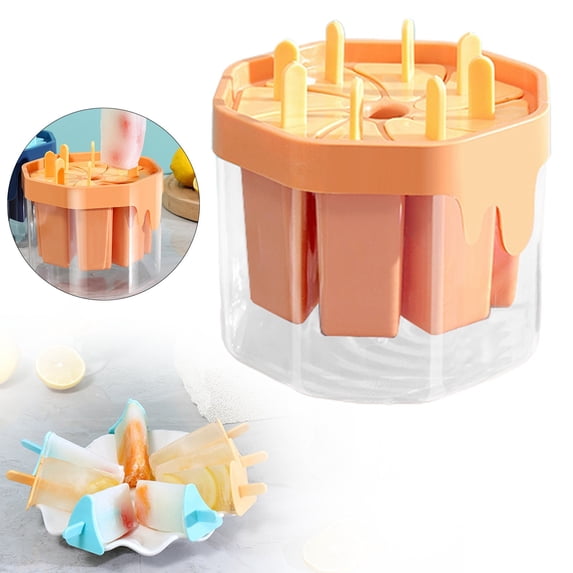 8-Cavity Reusable Popsicle Mold Set, Mini Popsicle Molds, Ice Cream Molds, Ice Cube Tray, Ice Bin for Freezer, Ice Pop Molds with Sticks & Storage Bucket, Summer DIY & Home Kitchen Use 1Pcs