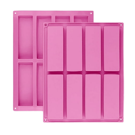 8-Cavity Silicone Baking Rectangular Bar Molds for Chocolate,Truffles,Bread & Energy Bars 10.5" x 8.26" Food-Grade,Non-Stick,Flexible Oven,Microwave & Dishwasher Safe (-40°F to 446°F)