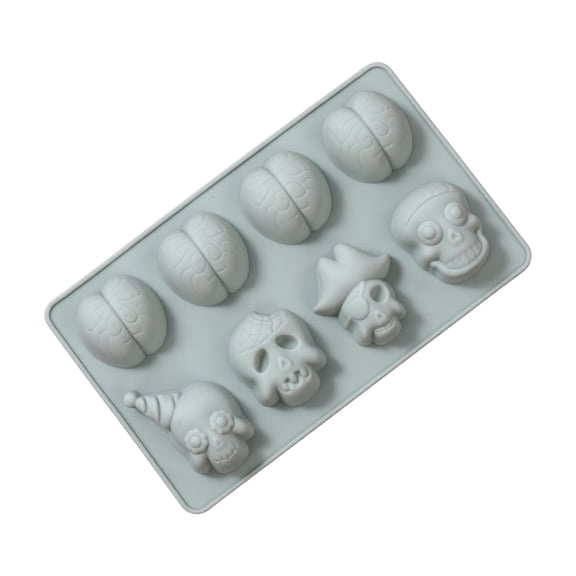 8 Cavity Skull Head Silicone Mold for Chocolate Mousse and Baking Flexible Food Grade Molds for Halloween Decorations