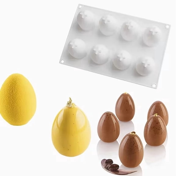 8-Cell Silicone Easter Egg Mold - Non-Toxic Baking Mold for Chocolate, Candy, and Cake Decorating