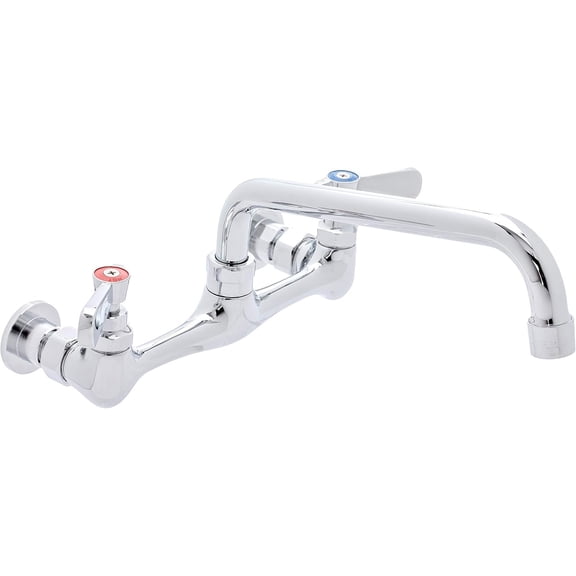 8 Center Commercial Wall Mount Faucet Kitchen w/ 8 Inch Swivel Spout - Lever Handle - Industrial Restaurant Kitchen Utility Prep 3 Compartment Sink Mounted Faucets