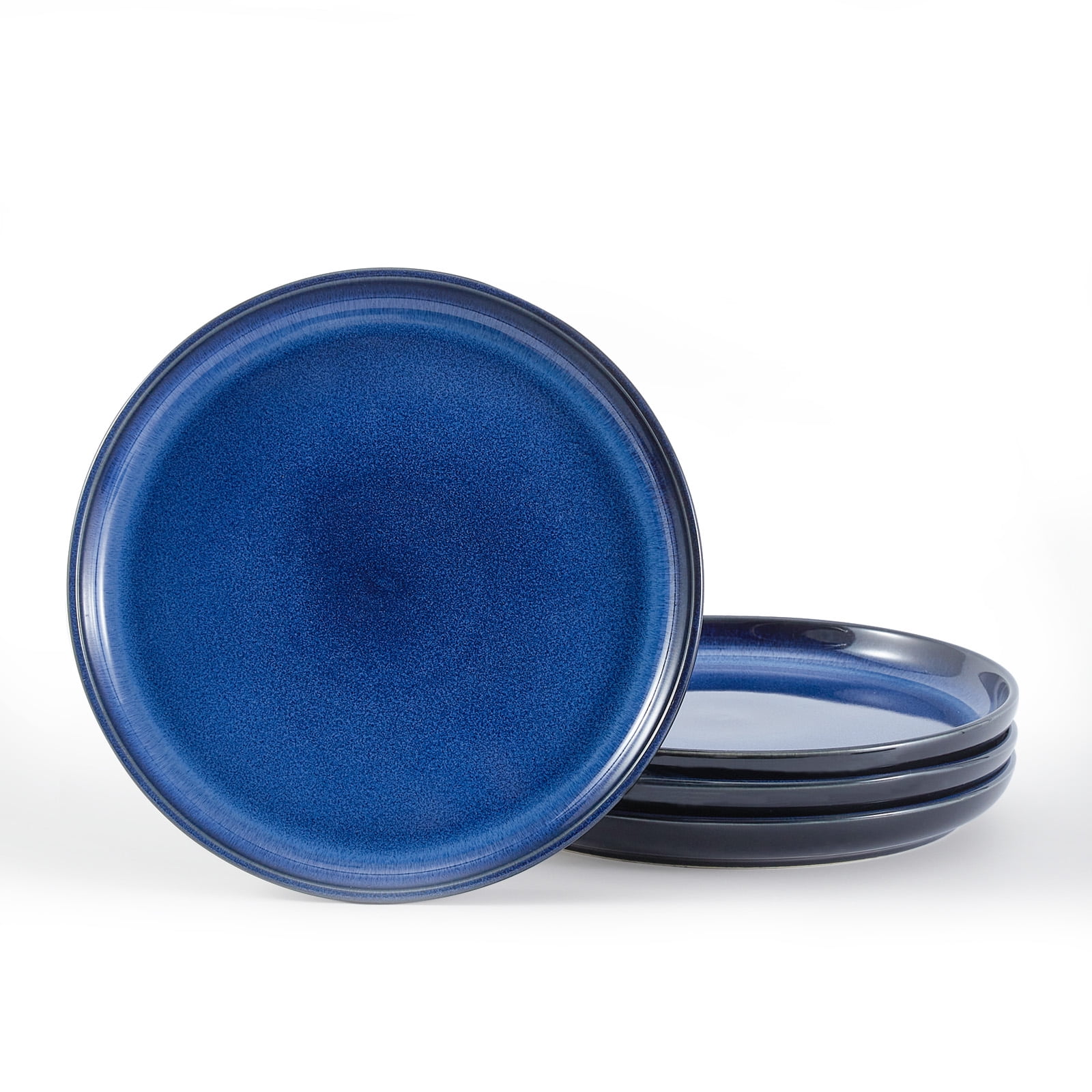 8" Ceramic Dinner Plates Set of 4, Round Porcelain Dish Set, Modern