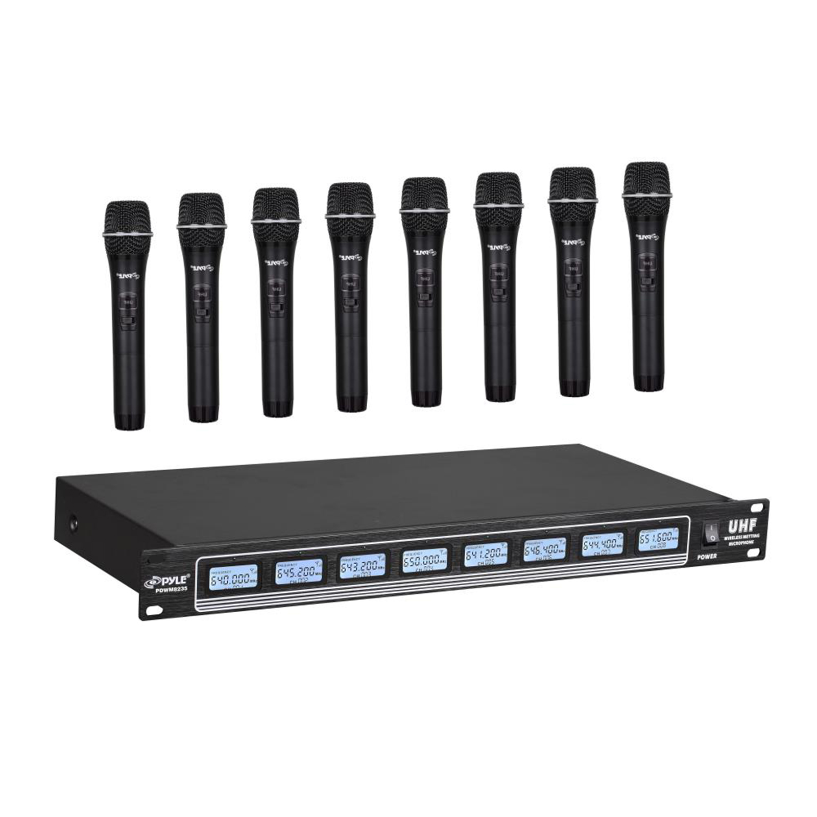 8-Ch. Wireless Microphone System, UHF Microphone Receiver Kit with (8 ...