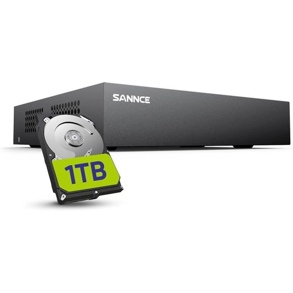 8-Channel 1080P Wired Home Surveillance Security Camera System DVR Recorder with 1TB Hard Disk Drive, Human Detection, Standalone DVR Video Recorder CCTV Support 5-in-1 CVBS/AHD/TVI/CVI/IP