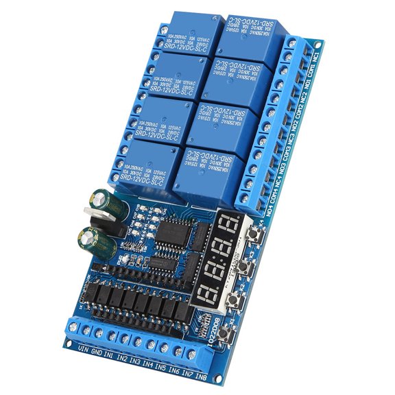 8 Channel 12V Pro Mini PLC Relay Shield Module - Multifunctional Timer Switch Board for Arduino Automation Projects