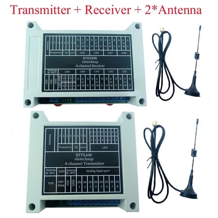 8-Channel 433MHz for LORA Wireless IO Relay Switch, Point-to-Point Remote Control Module with 10A Relay Output, Industrial Grade Long Range Transmitter and Receiver Set for Automation