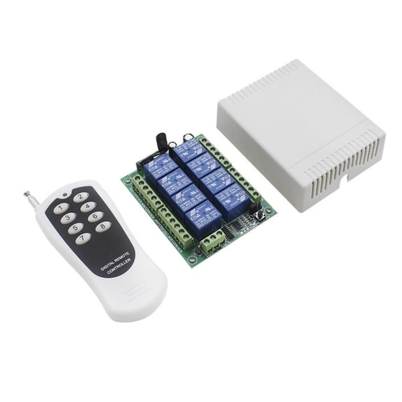 8-Channel 433MHz Wireless Remote Control Switch for Relays 12V DC, Learning Code, 1000m Range