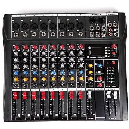 8-Channel Audio Digital Mixer Computer Recording Console With Bluetooth USB USA, 110V Professional Audio Mixer Dedicated Stereo Sound With Digital Processor For Live, Stage, Studio Recording$$Music