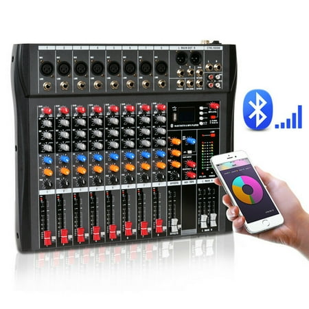8-Channel Bluetooth Mixing Console Studio Audio Mixer Power Mixing Amplifier