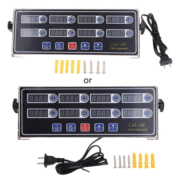 8 Channel Digital Kitchen Timer Cooking Timer Reminder Commercial Burger Bakery Restaurant Clock Loud Alarm Stainless Steel LED Display Calculagraph Timer