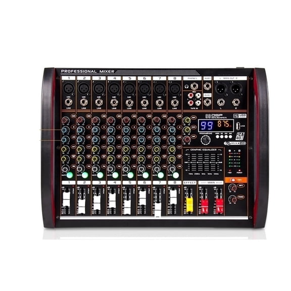 8 Channel Digital Mixer Mixing Console USB Computer Power Live Broadcast Recording DJ Equipment Professional ,Easy to Use