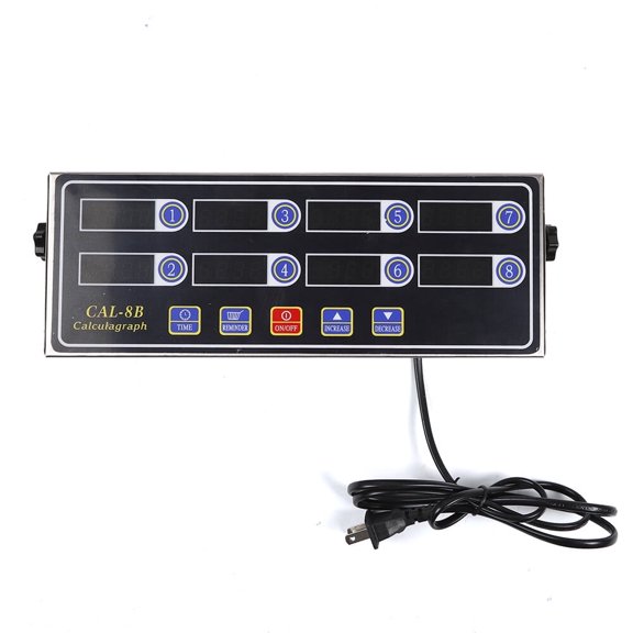 8 Channel Digital Timer, AC110V 60Hz Stainless Steel Frame Commercial Timer with 3-Stage Reminder, Waterproof Buttons for Restaurant Kitchen