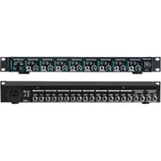 8-Channel Headphone Mixing Distribution Amplifier, Mountable High-Power Headphone Splitter Amp with Mono/Stereo Modes, 16 Headphone Outs, LED Meters for Studio & Live Sound Monitoring