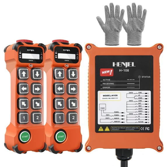 8 Channel Industrial Wireless Crane Radio Remote Control 110-460V 110V 220V 380V DC for Electric Chain Hoist Overhead Bridge Travelling Crane Truck Two Transmitter and One Receiver