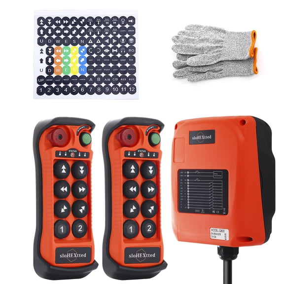 8 Channel Industrial Wireless Crane Radio Remote Control 12-24V 12V 24V DC for Electric Chain Hoist Overhead Bridge Travelling Crane Truck Two Transmitter and One Receiver