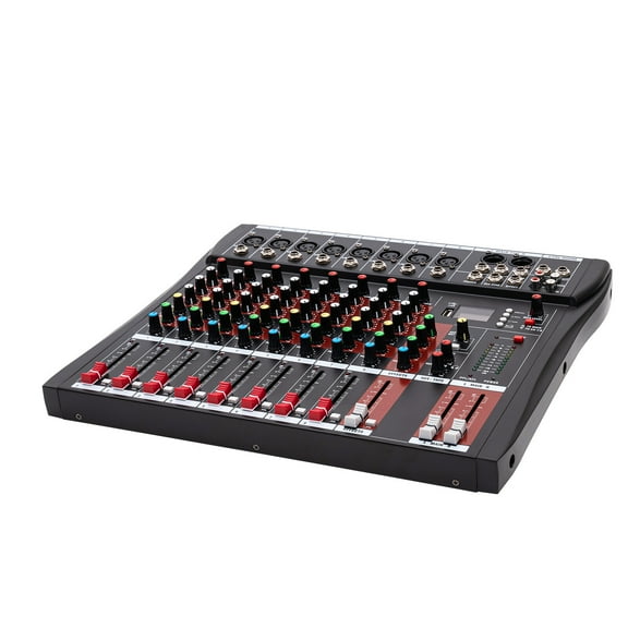 8 Channel Mixing Console Audio Mixer Bluetooth Digital USB MP3 Input 48V Phantom Power Stereo DJ Studio Audio Sound Mixer Console