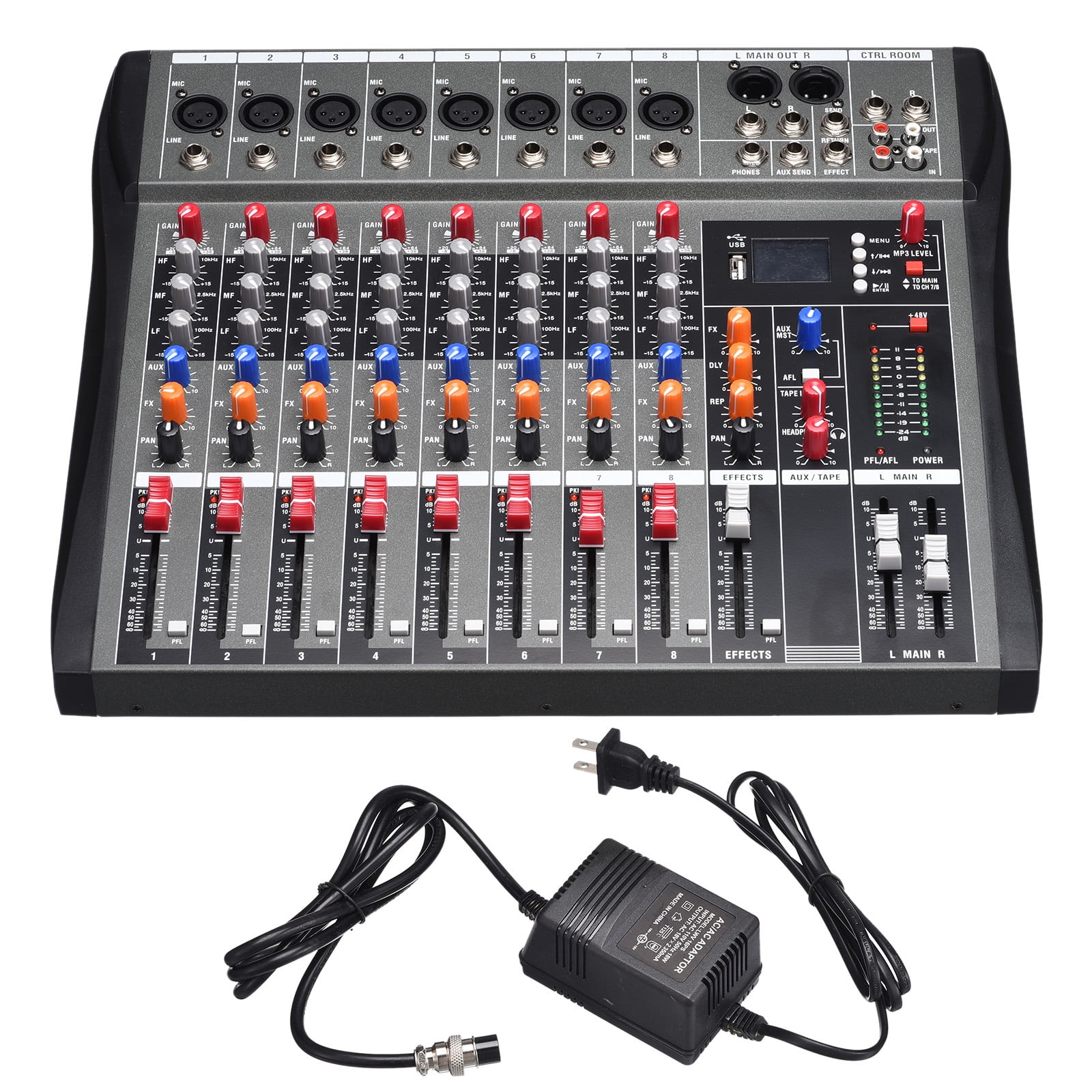 8 Channel Mixing Console Audio Mixer Sound Board Console System Input AC 110V 50Hz 18W for