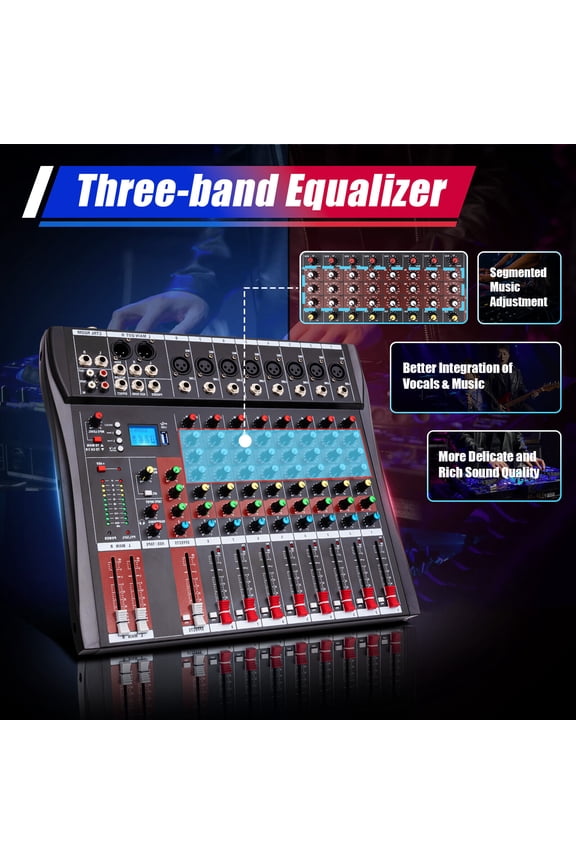 8 Channel Mixing Console Studio Audio DJ Live KTV Bluetooth Sound Board