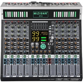 8 Channel Music Mixing Board with Dual 99DSP&7-Band EQ, Professtional DJ Mixer Sound Console w/ 2.0 USB Port, Bluetooth, 48V Phantom Power&Mute Function for Studio Live Performance