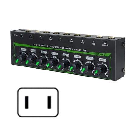 8 Channel Portable Stereo Headphone Amplifier Professional LED Earphone Splitter