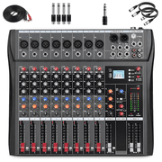 8 Channel Professional Audio Mixer Console Sound Board with 48V Phantom Power,USB Audio Interface for Live Show,Streaming Recording Music Stage Karaoke