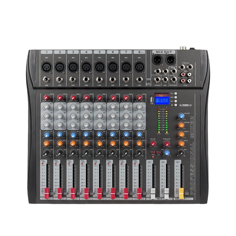 8 Channel Professional DJ Mixer Console Digital Stage Sound Equipment with Fader Controller