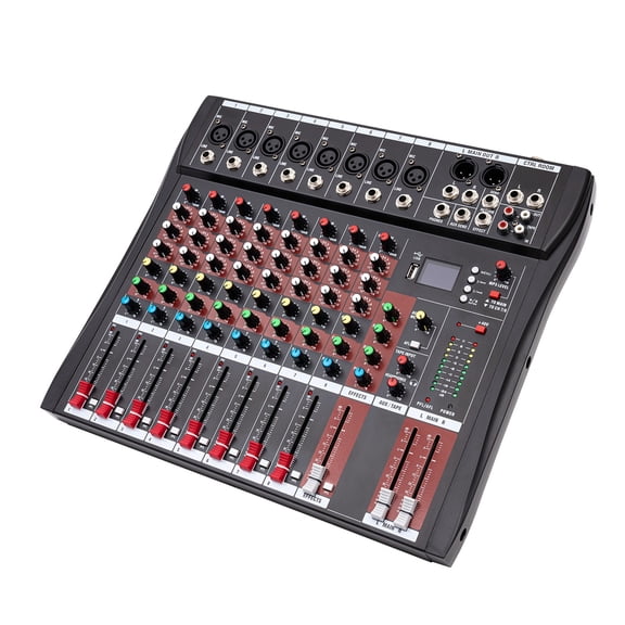 8-Channel Professioneller Mixer, Soundboard Konsole with Bluetooth USB PC Recording Input XLR Microphone Jack ,Easy to Operate