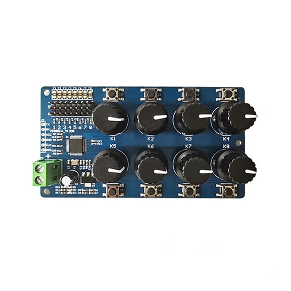8 Channel Servo Controller Debugging Board with Manual Knob and Serials Communication Interfaces for Robotics