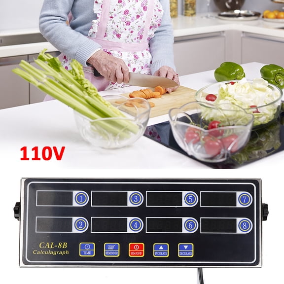 8 Channel Stainless Steel Commercial Kitchen Timer Black Freestanding&Wall Mounted Kitchen Timer for Homes Business Restaurants