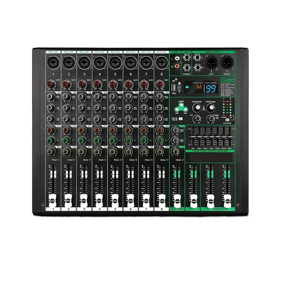 8 Channels Audio Mixer Sound Table Professional DJ Mixing Console 99 DSP Effects 48V Phantom Power For Sta Studio ,Easy to Use