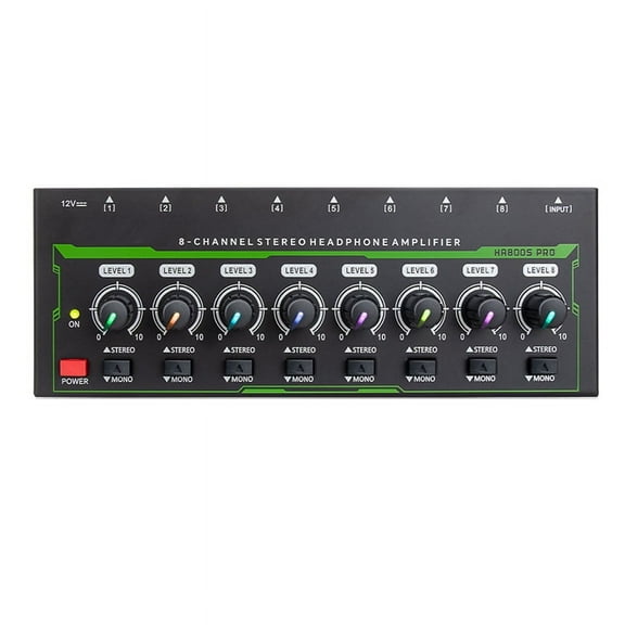 8 Channels Mini Stereo Headphone Amplifier HA800S PRO Ultra-Compact Audio Amplifier with Power Adapter US Plug