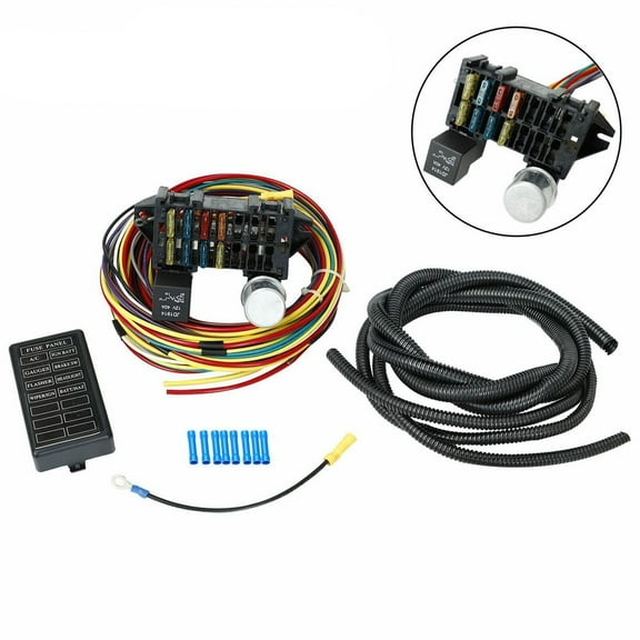 8 Circuit 12V Universal Wiring Harness Muscle Car Hot Rod Street Rod Rat Wire