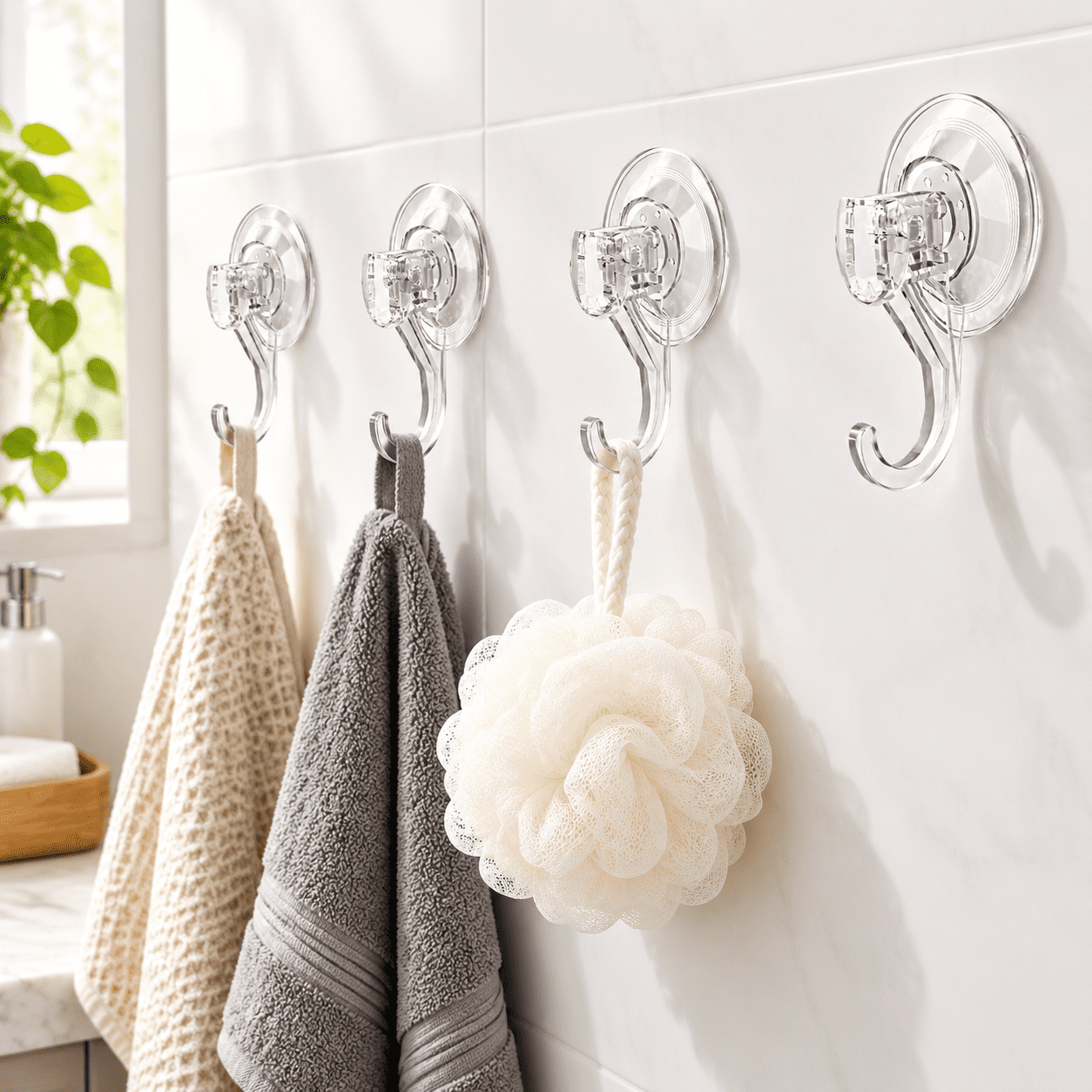 8 Clear Heavy Duty Suction Cup Hooks For Shower, Door, Window, Kitchen ...