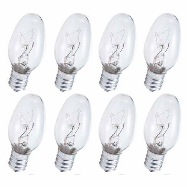 All Top Bargains 8 Pc Incandescent Night Light Bulbs, 7 Watt, 120V, 88