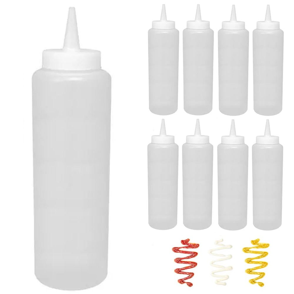 Ondiomn Condiment Squeeze Bottle Wide Mouth, 1 Pack 180ml Clear Squeeze  Bottles for Condiments, Paint, Ketchup, Mustard, Oil, Sauces, Resin,  Baking