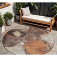 thumbnail image 1 of HomeRoots 605833 8 ft. Coffee, Copper & Beige Round Abstract Washable Indoor & Outdoor Area Rug, 1 of 5