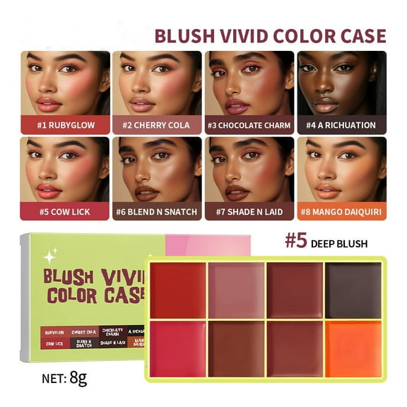 8-Color Cream Highlighter Palette For Older Women,Lightweight Waterproof Face Highlighter For Dry,Mature Skin,Luminous Dewy Finish With Brush,8g*8