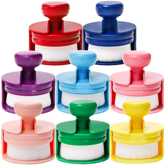 8 Color Flat Top Ink Blending Brush Set with Color Coded Base for Card Making Painting Stamping