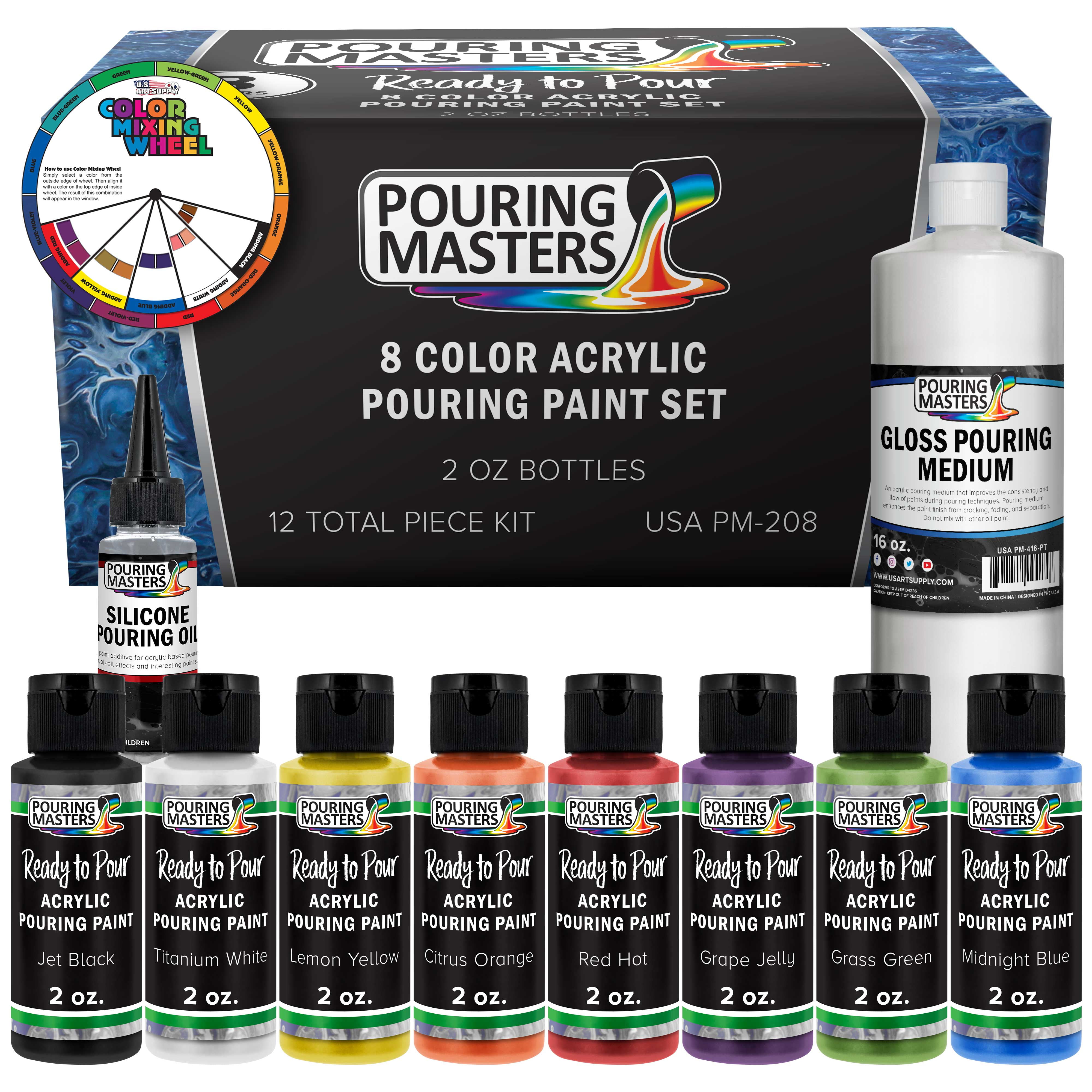 H&B 32 Colors Pouring Paint Kit, Ready to Pour Acrylic Paint Supplies With  Strainer Mixing Sticks Pour Oil Cup Glitter Flakes Tweezer for Ceramic Art  & DIY Projects Graffiti Liquid Fluid Painting 