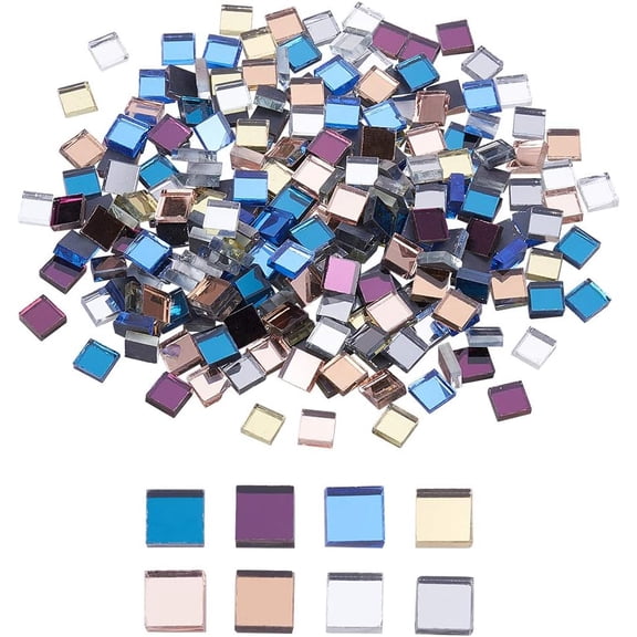 8 Color Square Mirror Mosaic Tiles 240pcs Mini Glass Craft Decorative Mosaic Tiles DIY